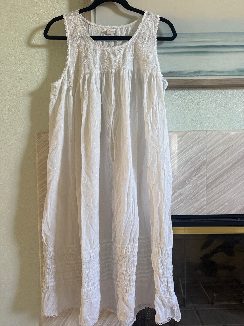 White embroidered Eyelet vintage style night grown